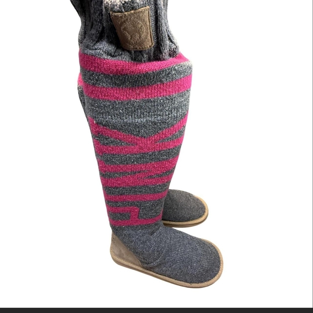 PINK Victoria's Secret Gray and Pink Winter Boots